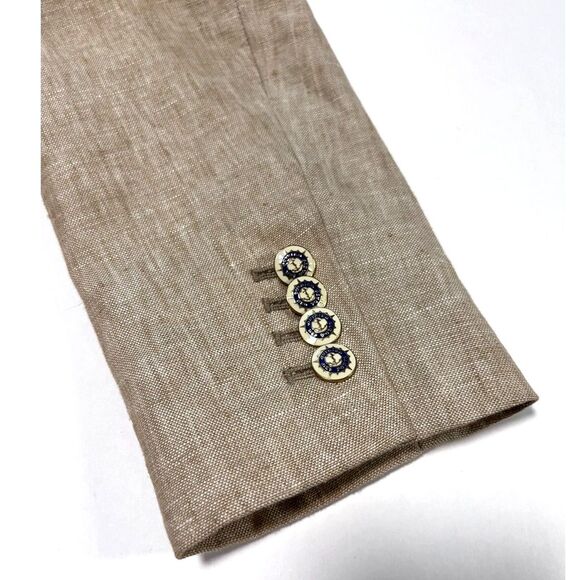 J Crew Campbell Tan 100% Linen Blazer Single Nautical Button G0993 Size 6 - Picture 7 of 7